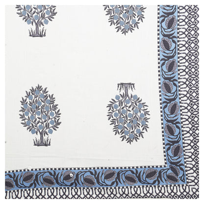 Indigo Symphony – Premium Cotton Jaipuri Printed Double Bedsheet with 2 Pillow Covers