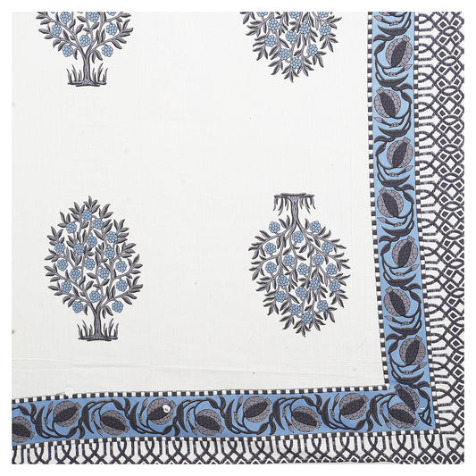 Indigo Symphony – Premium Cotton Jaipuri Printed Double Bedsheet with 2 Pillow Covers