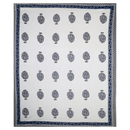 Indigo Symphony – Premium Cotton Jaipuri Printed Double Bedsheet with 2 Pillow Covers