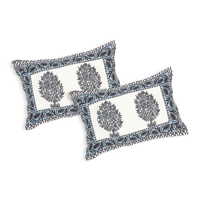 Indigo Symphony – Premium Cotton Jaipuri Printed Double Bedsheet with 2 Pillow Covers