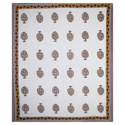 Maroon Mirage – Premium Cotton Jaipuri Printed Double Bedsheet with 2 Pillow Covers