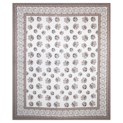 Saffron Heritage – Premium Cotton Jaipuri Printed Double Bedsheet with 2 Pillow Covers