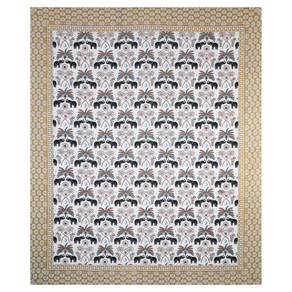 Tribal Tusk – Premium Cotton Jaipuri Printed Double Bedsheet with 2 Pillow Covers
