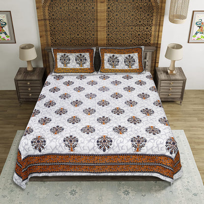 Jaipur Nights – Premium Cotton Jaipuri Printed Double Bedsheet with 2 Pillow Covers