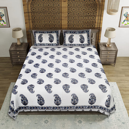 Vibrant Vistaar – Premium Cotton Jaipuri Printed Double Bedsheet with 2 Pillow Covers