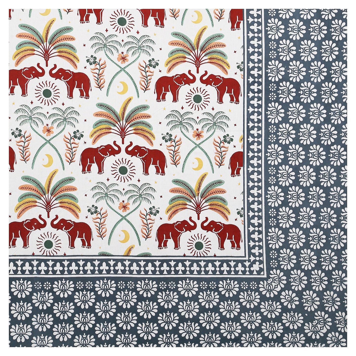 Monsoon Royals – Premium Cotton Jaipuri Printed Double Bedsheet with 2 Pillow Covers
