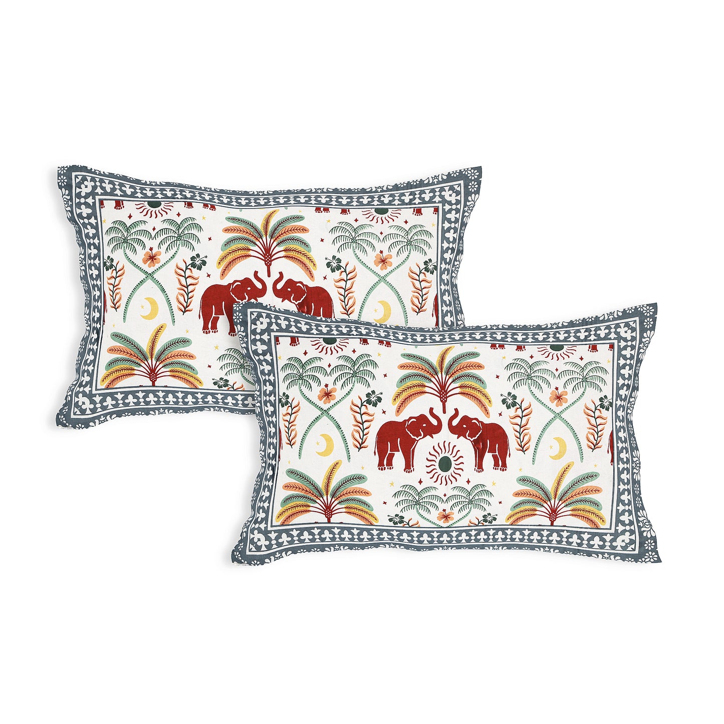 Monsoon Royals – Premium Cotton Jaipuri Printed Double Bedsheet with 2 Pillow Covers