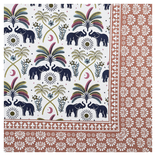Mystic Mandala Elephant – Premium Cotton Jaipuri Printed Double Bedsheet with 2 Pillow Covers