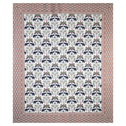 Mystic Mandala Elephant – Premium Cotton Jaipuri Printed Double Bedsheet with 2 Pillow Covers