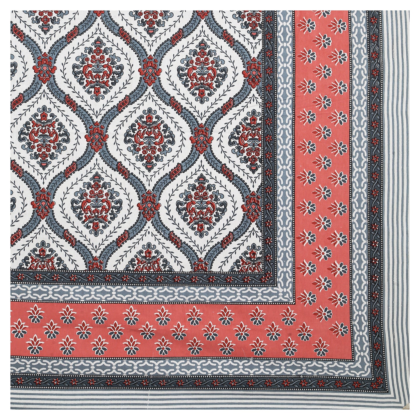 Lotus Charm – Premium Cotton Jaipuri Printed Double Bedsheet with 2 Pillow Covers