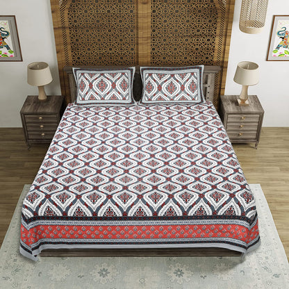 Lotus Charm – Premium Cotton Jaipuri Printed Double Bedsheet with 2 Pillow Covers