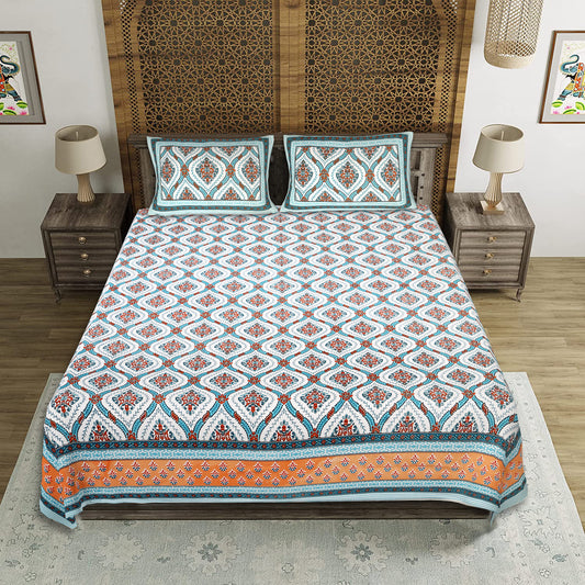 Forest Bloom – Premium Cotton Jaipuri Printed Double Bedsheet with 2 Pillow Covers