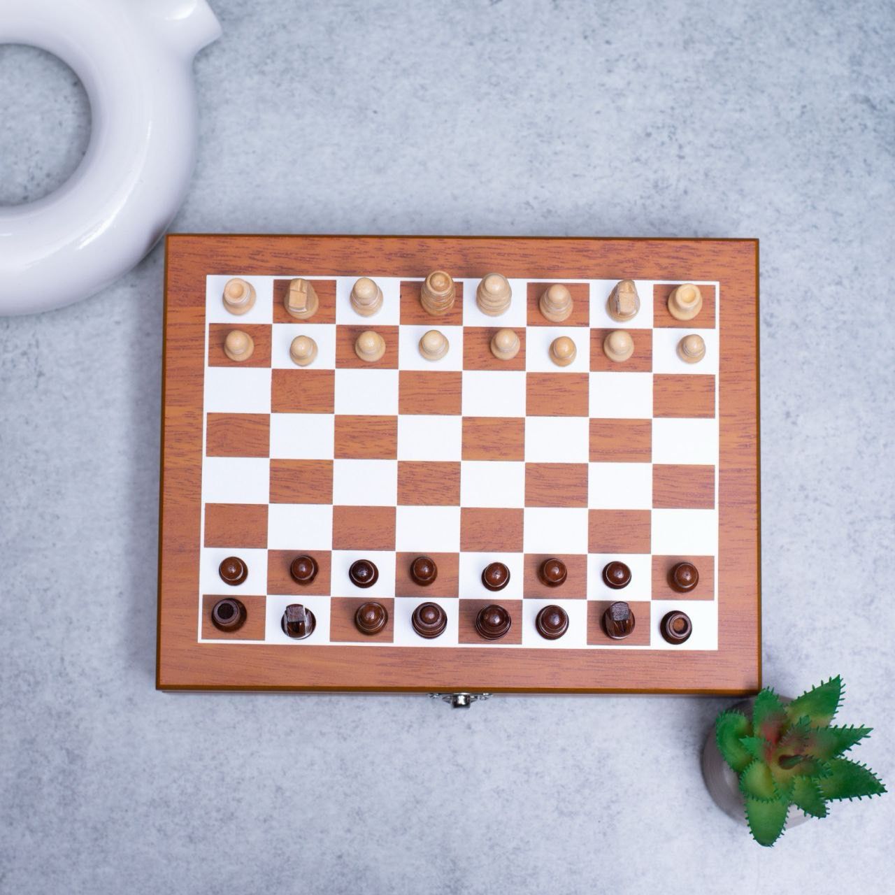 Regal Walnut Chess Flask Set